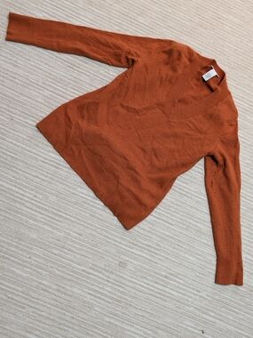 Tweeds Angora Rabbit & Wool Burnt Orange V-Neck Sweater Size M